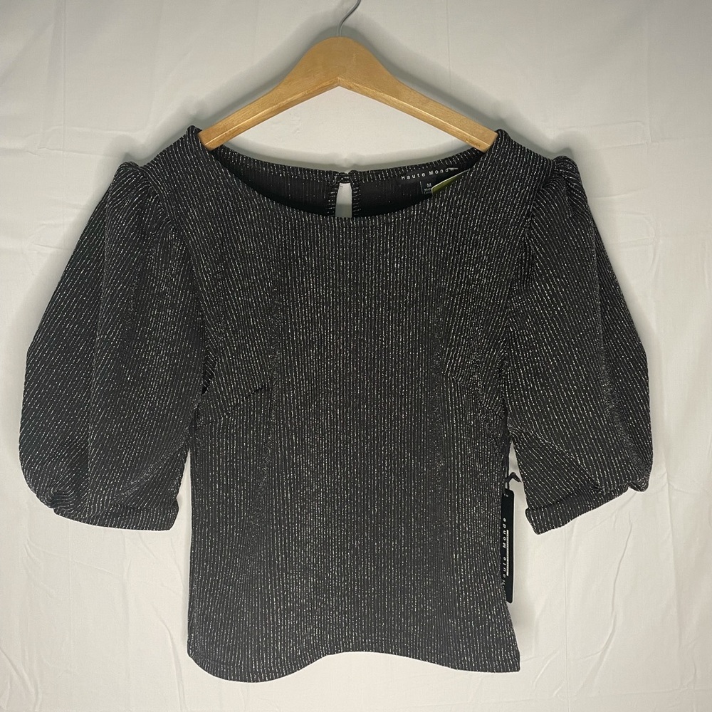 Black sparkly shirt and skirt matching SET. Size medium